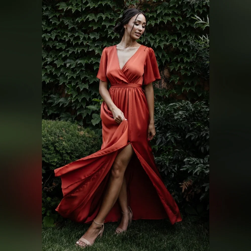 NWT Baltic Born Sicily Satin Rust Maxi Dress - Picture 4 of 13